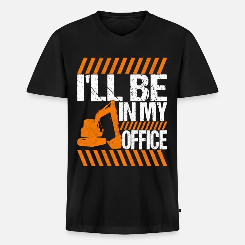 Baustelle Bagger Baggerfahrer - Männer Premium Bio T-Shirt mit V-Ausschnitt - Schwarz