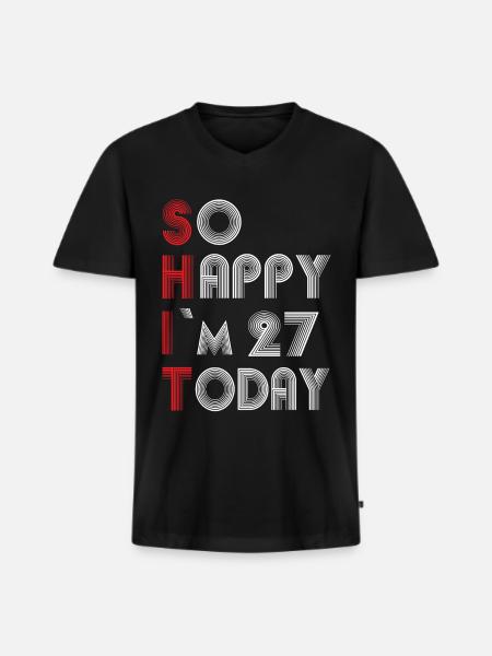 27 birthday - Men's Premium Organic T-shirt with V-neck - black