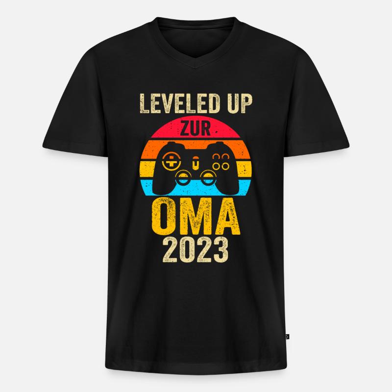 Großmutter 2023 Schwanger Werdende Oma - Männer Premium Bio T-Shirt mit V-Ausschnitt - Schwarz