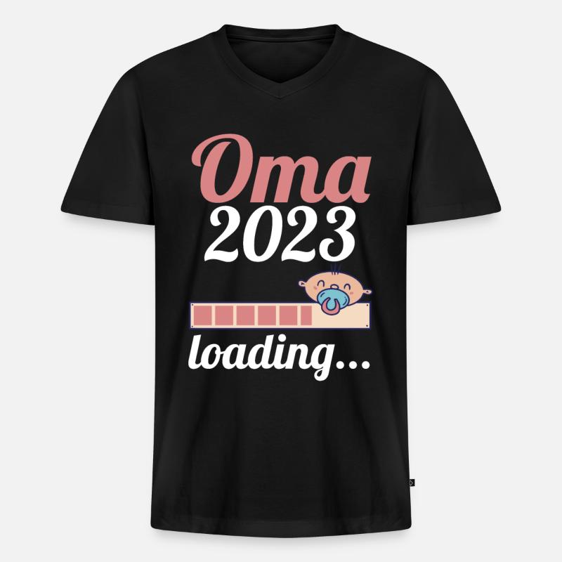 Großmutter 2023 Schwanger Werdende Oma - Männer Premium Bio T-Shirt mit V-Ausschnitt - Schwarz