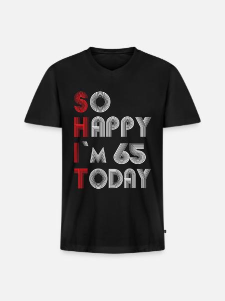 65 ans - T-shirt encolure en V Premium bio Homme - noir