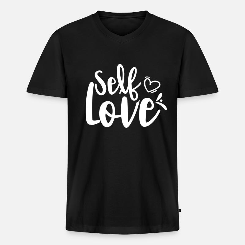 Selbstliebe Süß Positiv Eigenliebe - Männer Premium Bio T-Shirt mit V-Ausschnitt - Schwarz