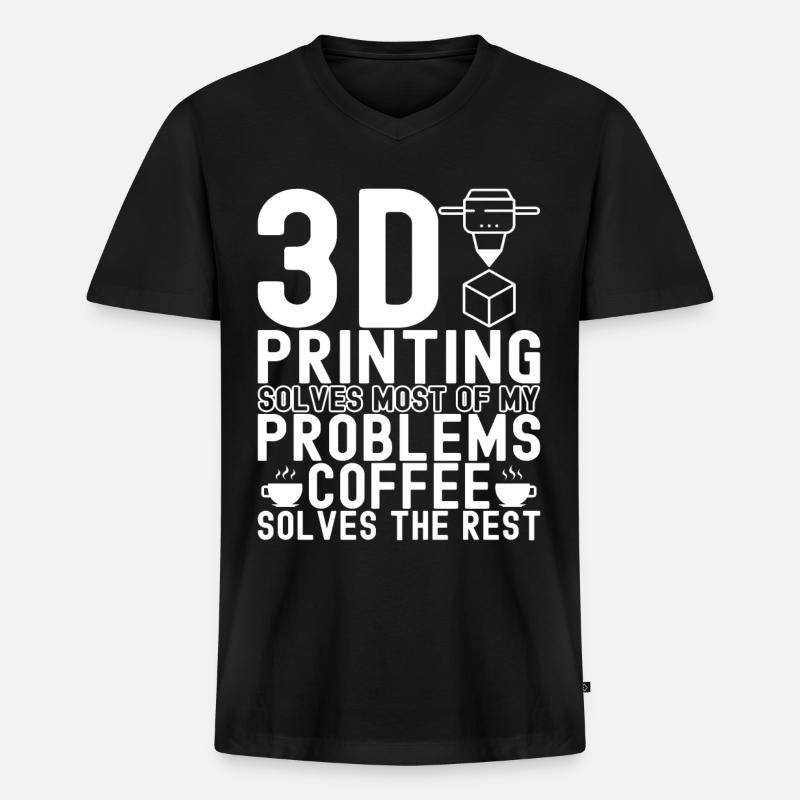 3 D Drucken - Männer Premium Bio T-Shirt mit V-Ausschnitt - Schwarz
