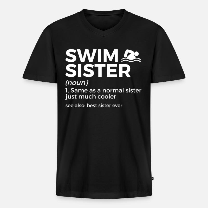 Schwimmer Schwimmen Spruch - Männer Premium Bio T-Shirt mit V-Ausschnitt - Schwarz