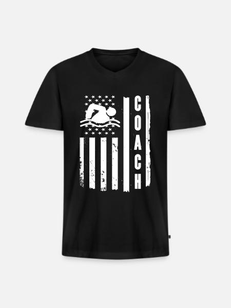 Schwimmer Schwimmen Spruch - Männer Premium Bio T-Shirt mit V-Ausschnitt - Schwarz