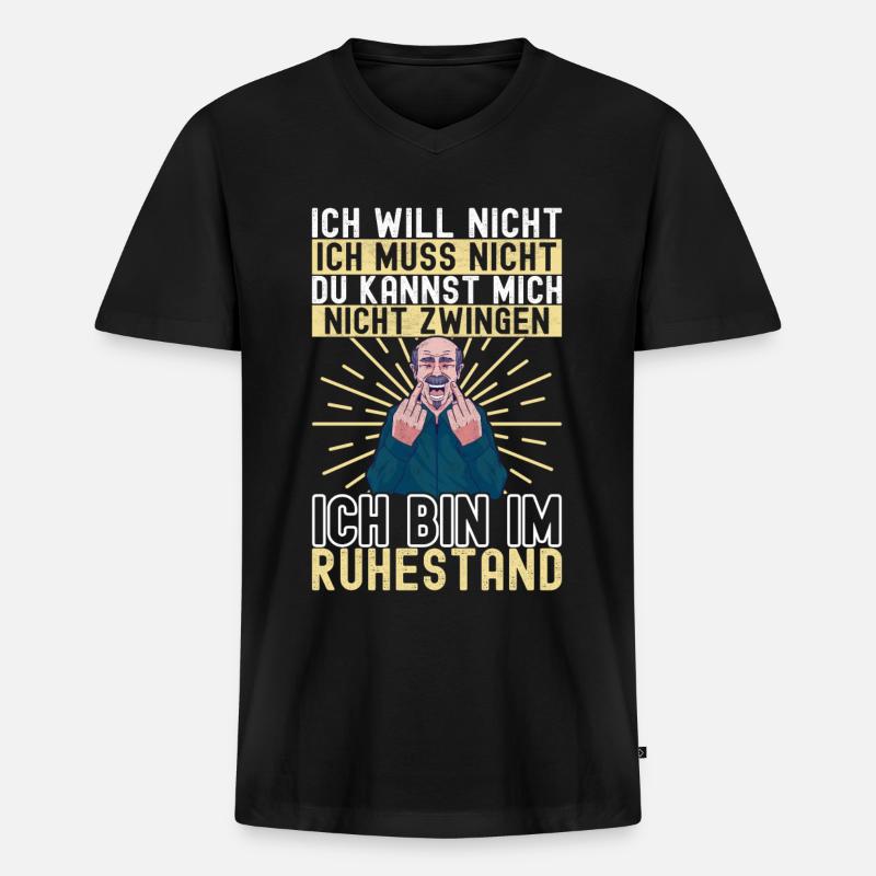 Ruhestand Rente - Männer Premium Bio T-Shirt mit V-Ausschnitt - Schwarz