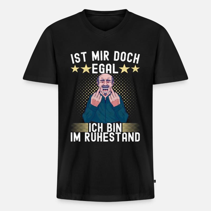 Ruhestand Rente - Männer Premium Bio T-Shirt mit V-Ausschnitt - Schwarz