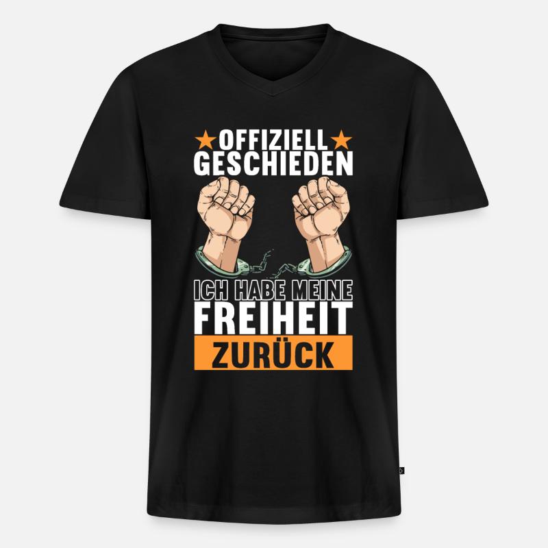 Geschieden Scheidung - Männer Premium Bio T-Shirt mit V-Ausschnitt - Schwarz