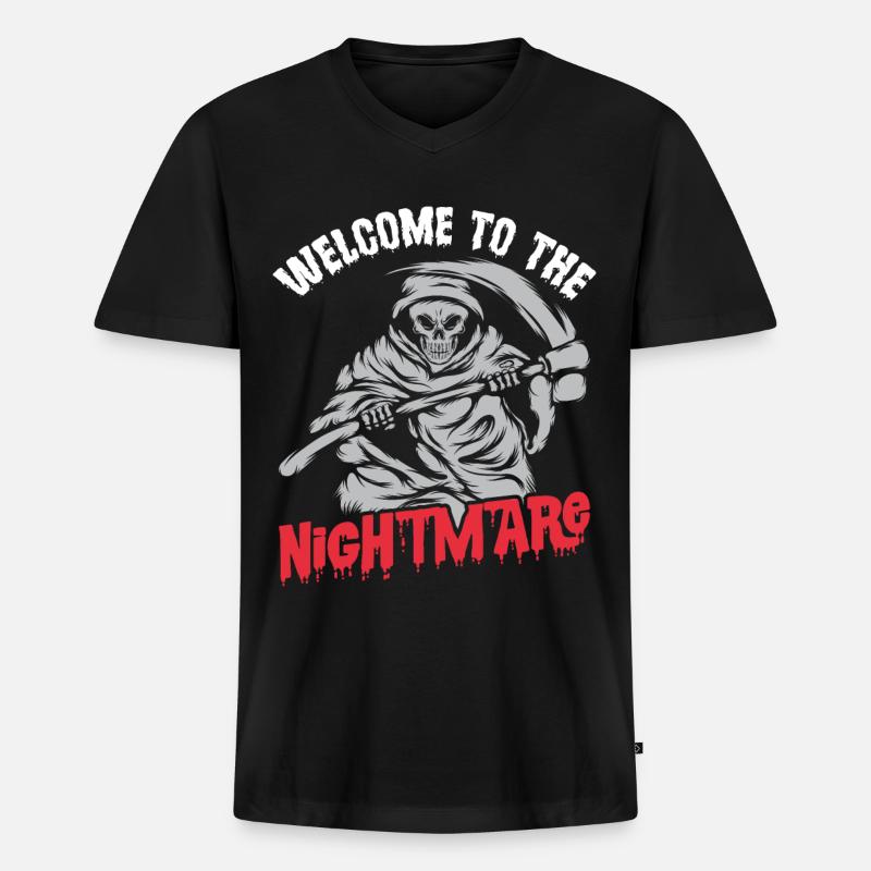 Sensenmann-Sensen-Albtraum-Engel des Todes Hallowe - Männer Premium Bio T-Shirt mit V-Ausschnitt - Schwarz