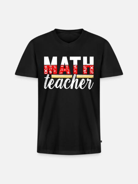 Mathe Mathelehrer - Männer Premium Bio T-Shirt mit V-Ausschnitt - Schwarz