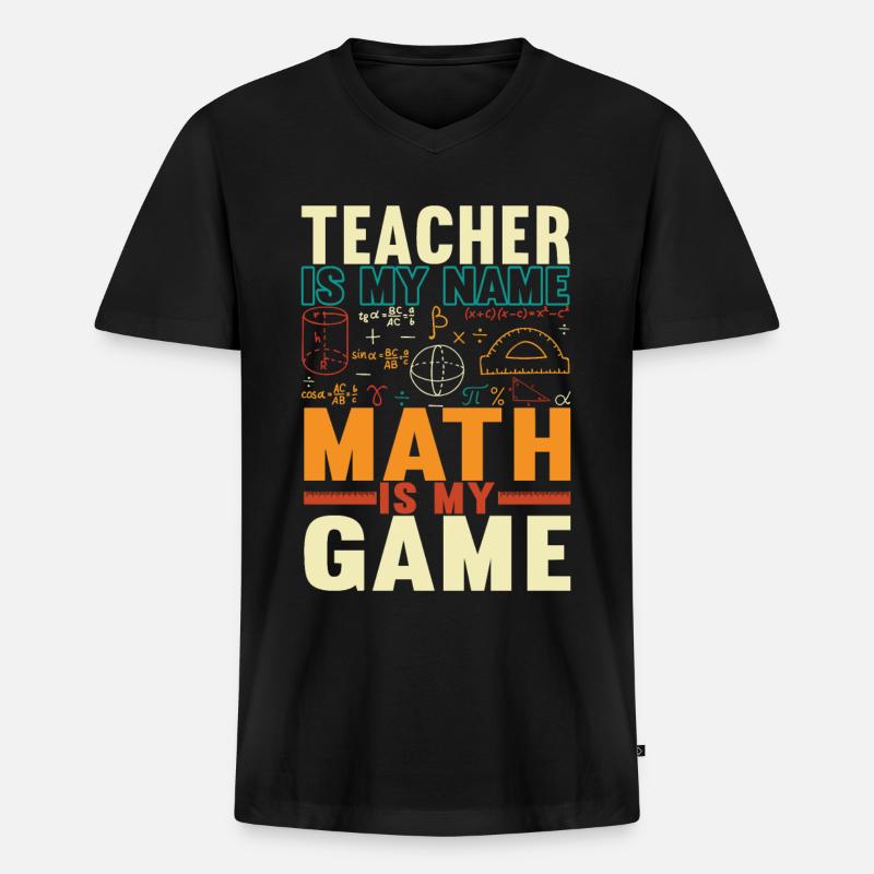 Mathe Mathelehrer - Männer Premium Bio T-Shirt mit V-Ausschnitt - Schwarz