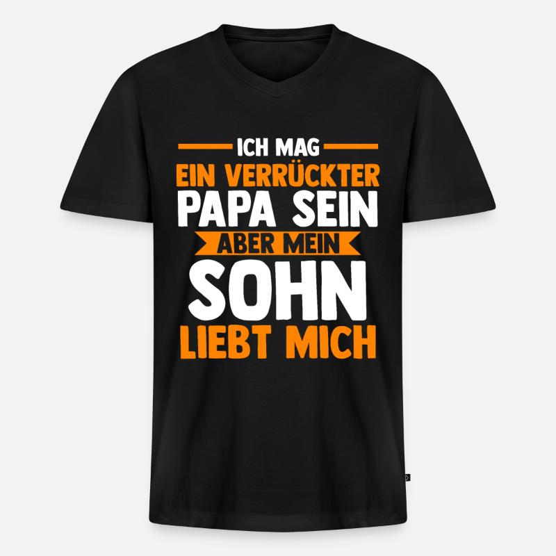 Vater Papi Papa - Männer Premium Bio T-Shirt mit V-Ausschnitt - Schwarz