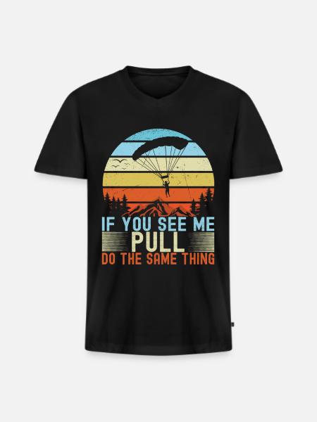 Parachute Parachutist - Men's Premium Organic T-shirt with V-neck - black