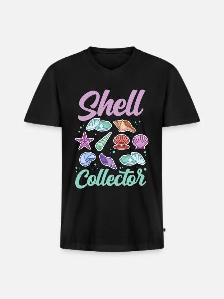 Skalsamlare Musselsamlare samlar musslor - Ekologisk premium-T-shirt med V-ringning herr - svart