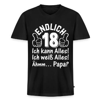 Endlich 18 Ich Kann Alles - 18 Jahre Volljährig 18 - Männer Premium Bio T-Shirt mit V-Ausschnitt - Schwarz - Vorne - Nico (187cm)