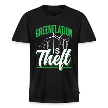 Greenflation is theft inflation energy green - Men's Premium Organic T-shirt with V-neck - black - Front - Nico (187cm)