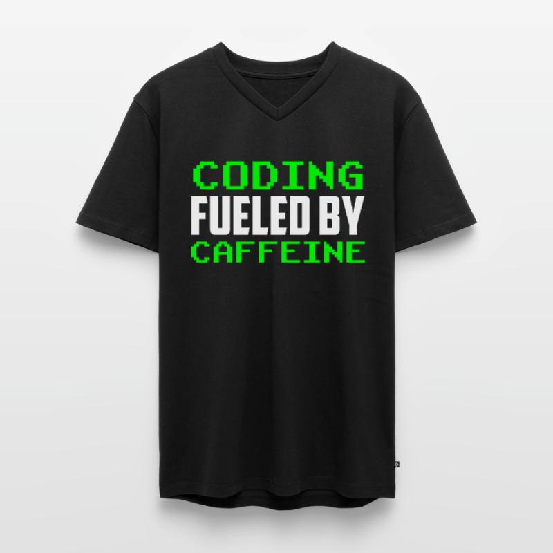 Programming powered by caffeine code Men's Premium Organic T-shirt with V-neck