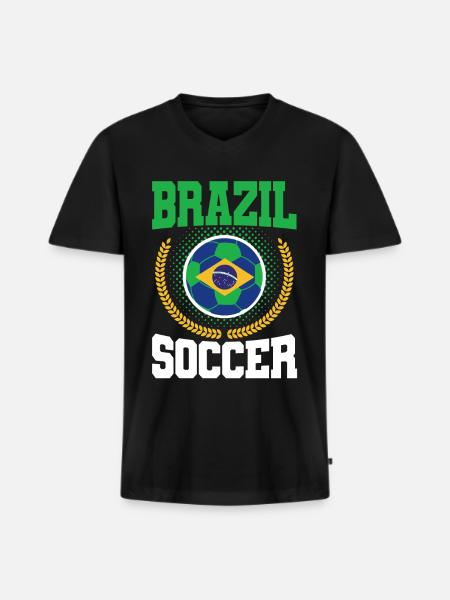Brazil Soccer - Men's Premium Organic T-shirt with V-neck - black