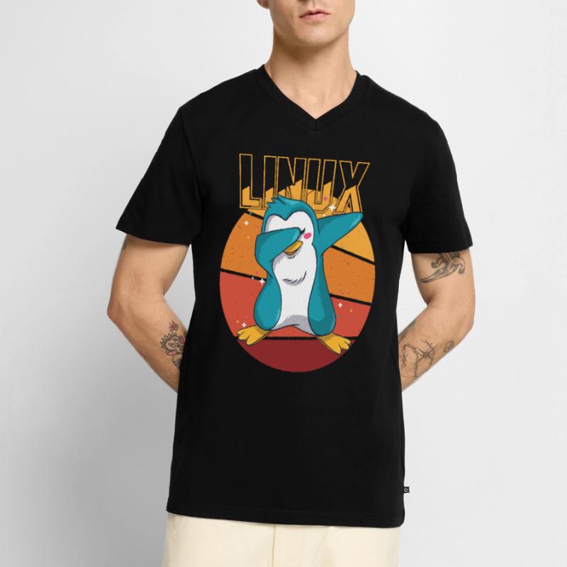 Geek Linux Root Party Penguin Nerd Programmer Comp Men's Premium Organic T-shirt with V-neck