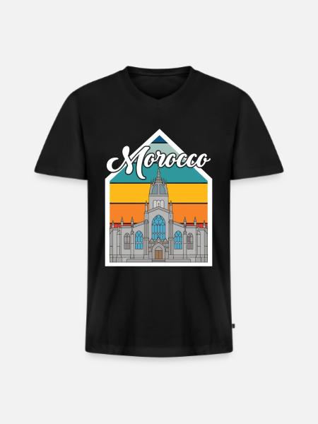 Morocco Skyline Africa City Gibraltar Ocean - Men's Premium Organic T-shirt with V-neck - black