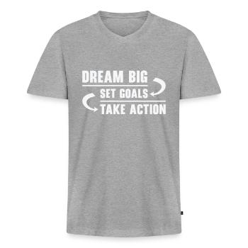 Objectif Vie Citations Message positif Motivant - T-shirt encolure en V Premium bio Homme - gris chiné - Devant