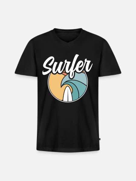 Surfer Surfboard Surfing - Men's Premium Organic T-shirt with V-neck - black