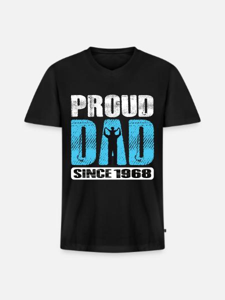 Proud Dad Since 1968 - Men's Premium Organic T-shirt with V-neck - black