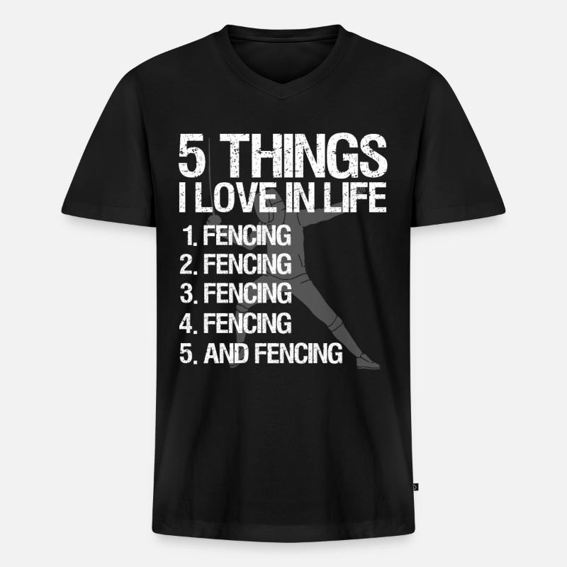 Fechten Degen Fechtduell Geschenkidee - Männer Premium Bio T-Shirt mit V-Ausschnitt - Schwarz