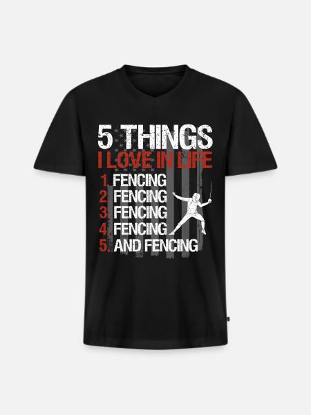 Fechten Degen Fechtduell Geschenkidee - Männer Premium Bio T-Shirt mit V-Ausschnitt - Schwarz