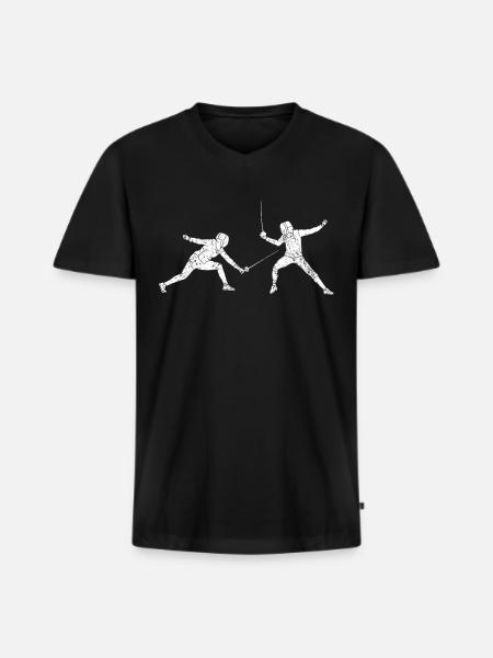 Fechten Degen Fechtduell Geschenkidee - Männer Premium Bio T-Shirt mit V-Ausschnitt - Schwarz