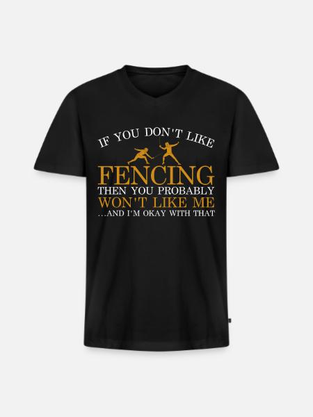 Fechten Degen Fechtduell Geschenkidee - Männer Premium Bio T-Shirt mit V-Ausschnitt - Schwarz