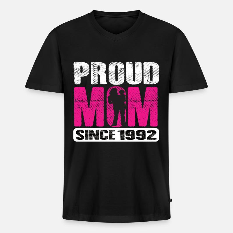 Proud Mom Since 1992 - Männer Premium Bio T-Shirt mit V-Ausschnitt - Schwarz