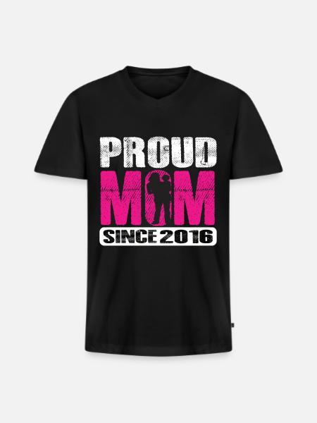 Proud Mom Since 2016 - Men's Premium Organic T-shirt with V-neck - black