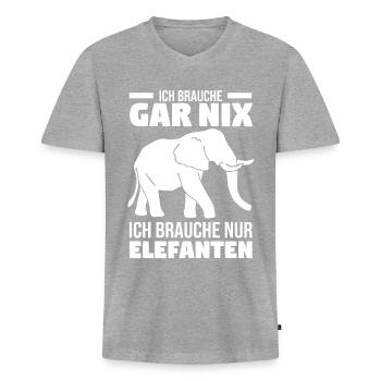 Dickhäuter Rüsseltier Dabbing Elefant - Männer Premium Bio T-Shirt mit V-Ausschnitt - Grau meliert - Vorne