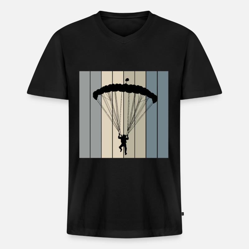 Fallschirmspringen - Männer Premium Bio T-Shirt mit V-Ausschnitt - Schwarz