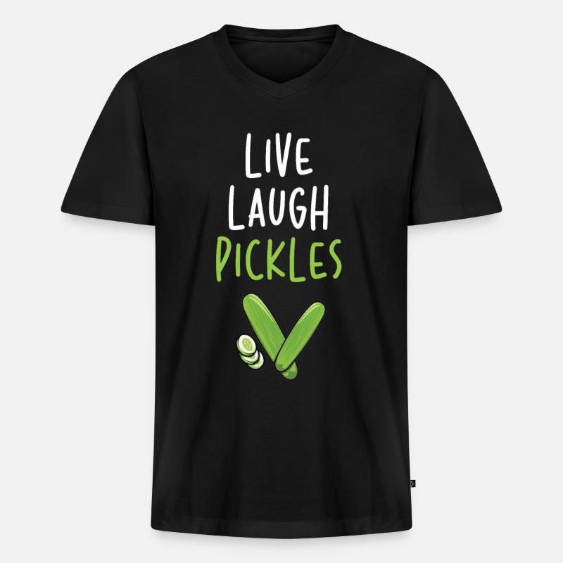 Live Laugh Pickles - Männer Premium Bio T-Shirt mit V-Ausschnitt - Schwarz