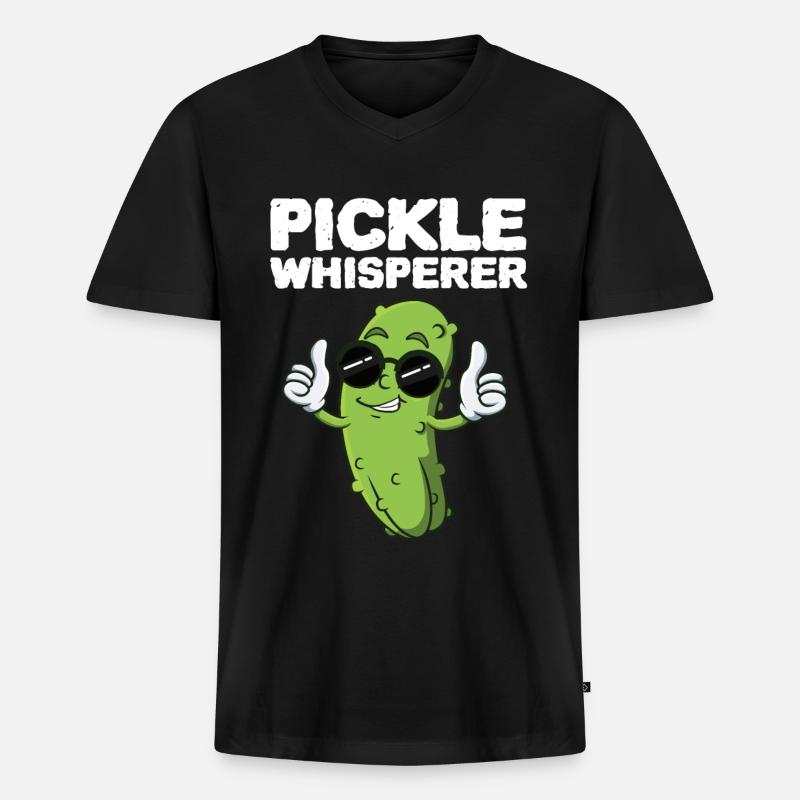 Pickle Whisperer - Männer Premium Bio T-Shirt mit V-Ausschnitt - Schwarz