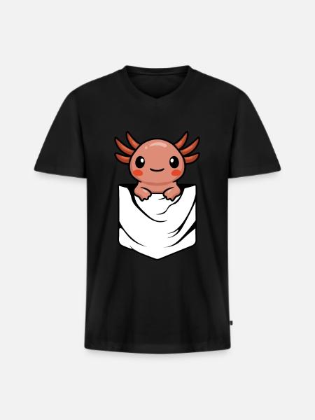 Anime Axlotl - Men's Premium Organic T-shirt with V-neck - black