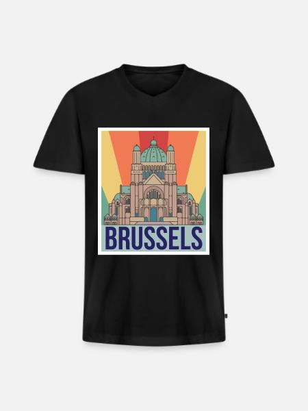 Brüssel Wissenschaft Atomkern Physik Atomphysiker - Männer Premium Bio T-Shirt mit V-Ausschnitt - Schwarz