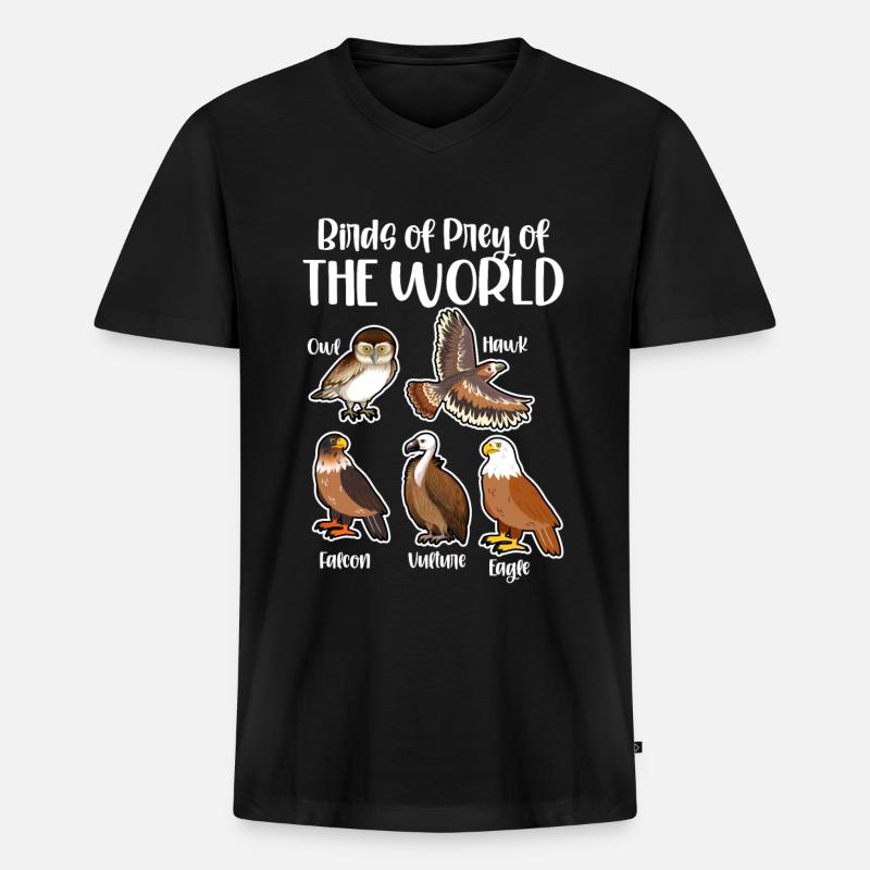 Raubvögel der Welt - Männer Premium Bio T-Shirt mit V-Ausschnitt - Schwarz