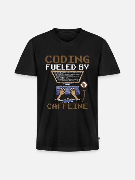 Programming powered by caffeine coding - Men's Premium Organic T-shirt with V-neck - black
