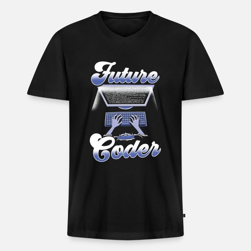 Zukünftiger Coder Code Programmierer Coding - Männer Premium Bio T-Shirt mit V-Ausschnitt - Schwarz