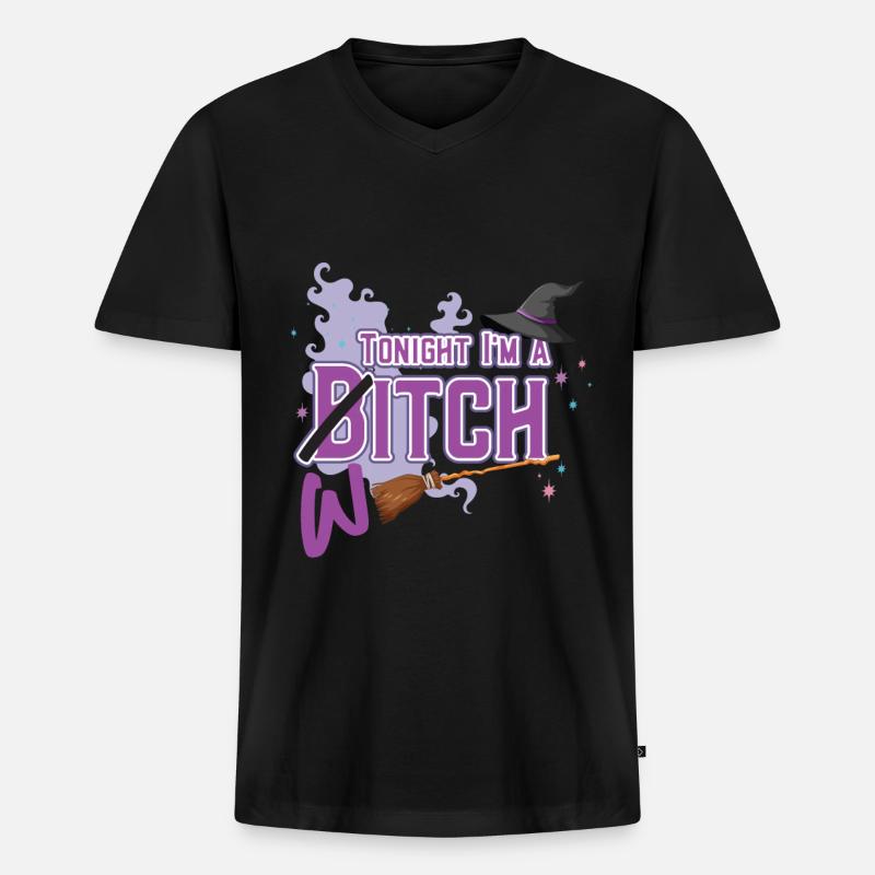 Tonight I M A Witch - Männer Premium Bio T-Shirt mit V-Ausschnitt - Schwarz
