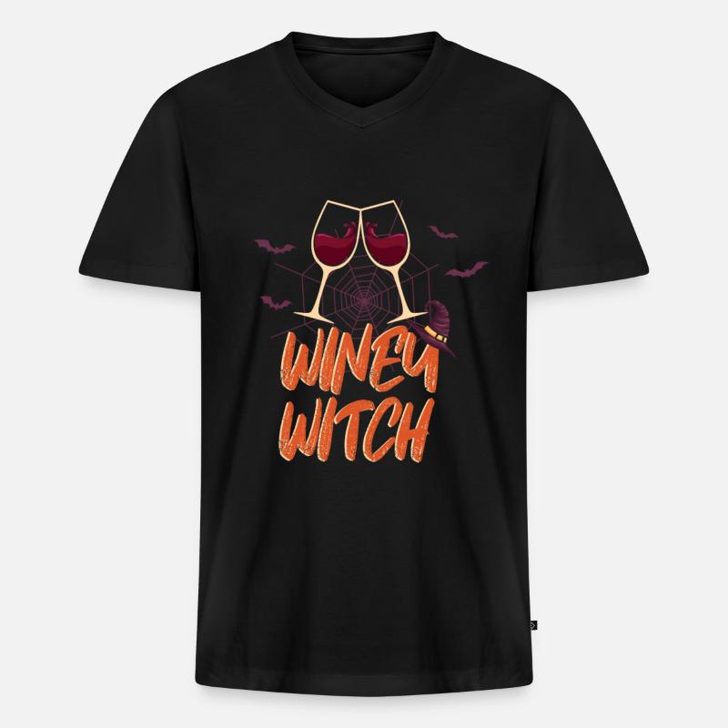 Winey Witch - Männer Premium Bio T-Shirt mit V-Ausschnitt - Schwarz