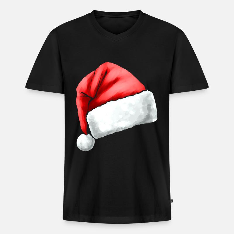 Santas Hat Christmas - Männer Premium Bio T-Shirt mit V-Ausschnitt - Schwarz