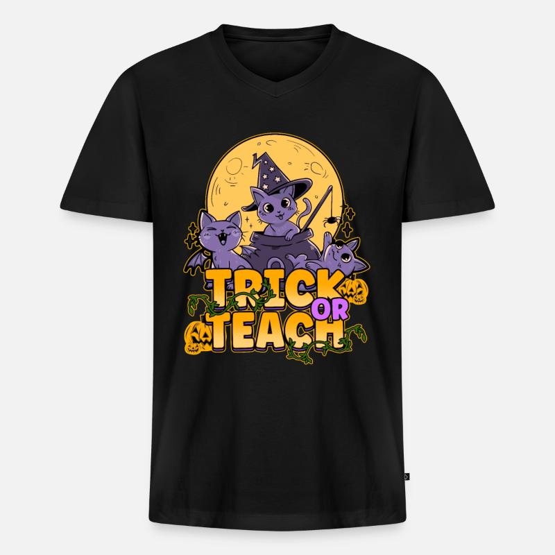 Trick Or Teach - Männer Premium Bio T-Shirt mit V-Ausschnitt - Schwarz
