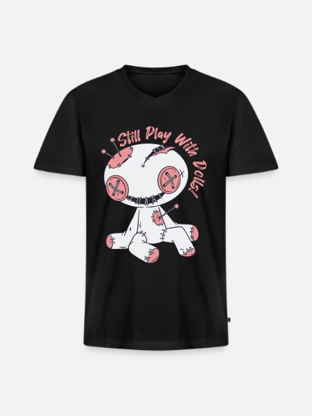 Creepy Voodoo Doll Playing with Dolls Witchcraft - Men's Premium Organic T-shirt with V-neck - black