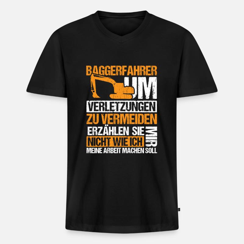 Bagger Baggerfahrer Baustelle - Männer Premium Bio T-Shirt mit V-Ausschnitt - Schwarz