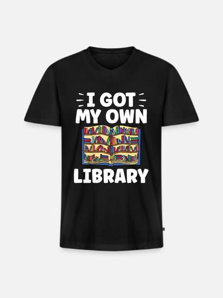 J’ai mon propre bibliothécaire - T-shirt encolure en V Premium bio Homme - noir
