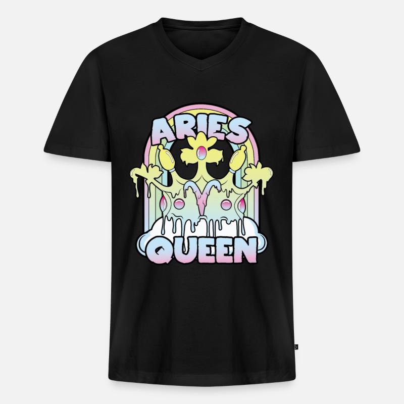 Widder Queen - Männer Premium Bio T-Shirt mit V-Ausschnitt - Schwarz